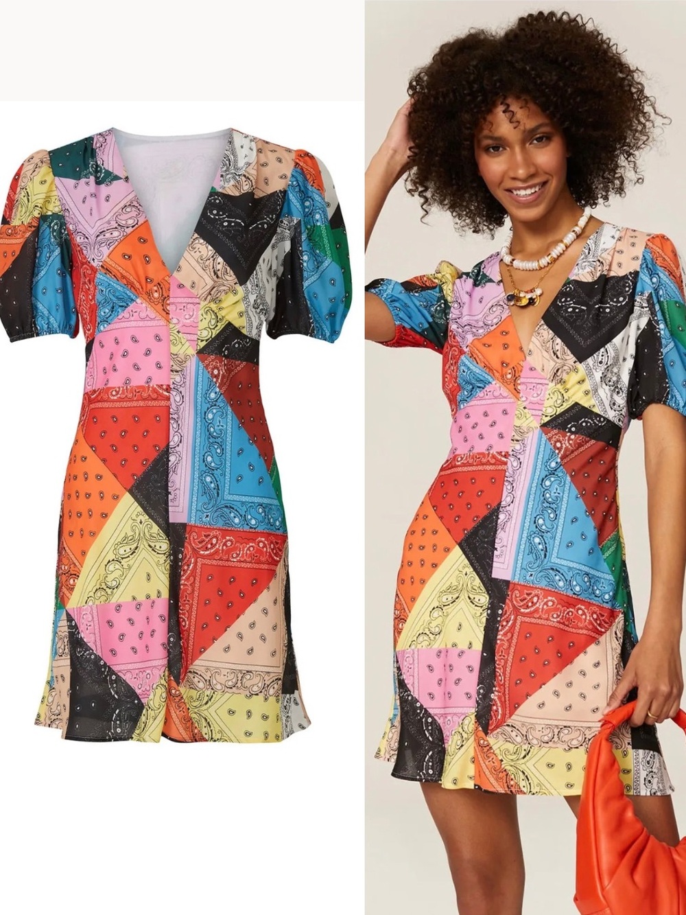 STAUD Millie Mini Dress Bandana Patchwork NWT Size 2 Festival Dopemine Dressing